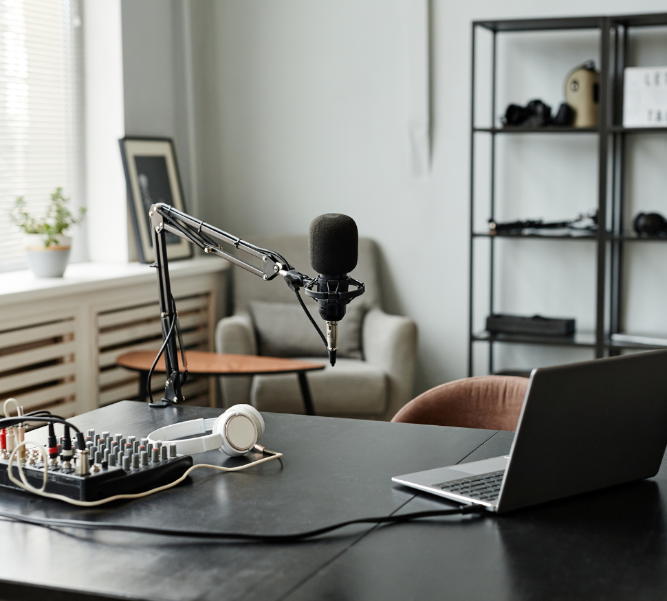 Recording equipment in home office ready for SMEs